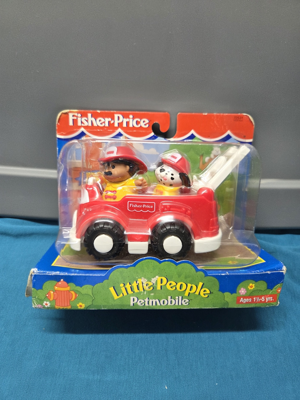 Vintage 1997 Little People Fire Truck with Fireman Dalmatian Fire Fighter